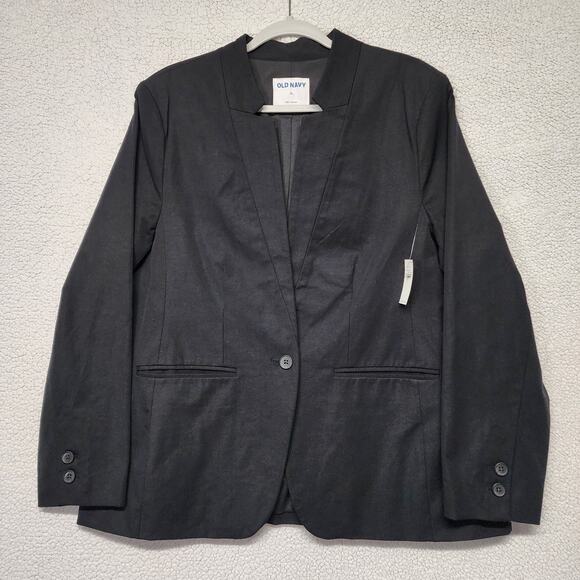 Old Navy Jackets & Blazers - Old Navy Pixie Blazer Womens XL Black Stretch One Button Mandarin Collar Office